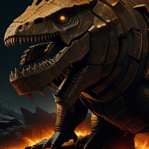 Gigantamax Tyranotorque in Cyberpunk Armor