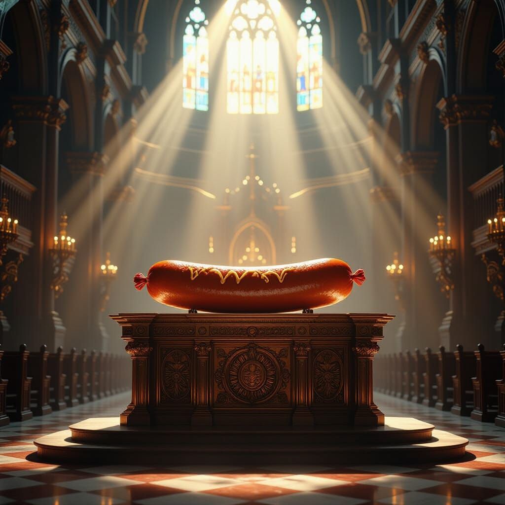 Majestic Holy Sausage on Ornate Altar