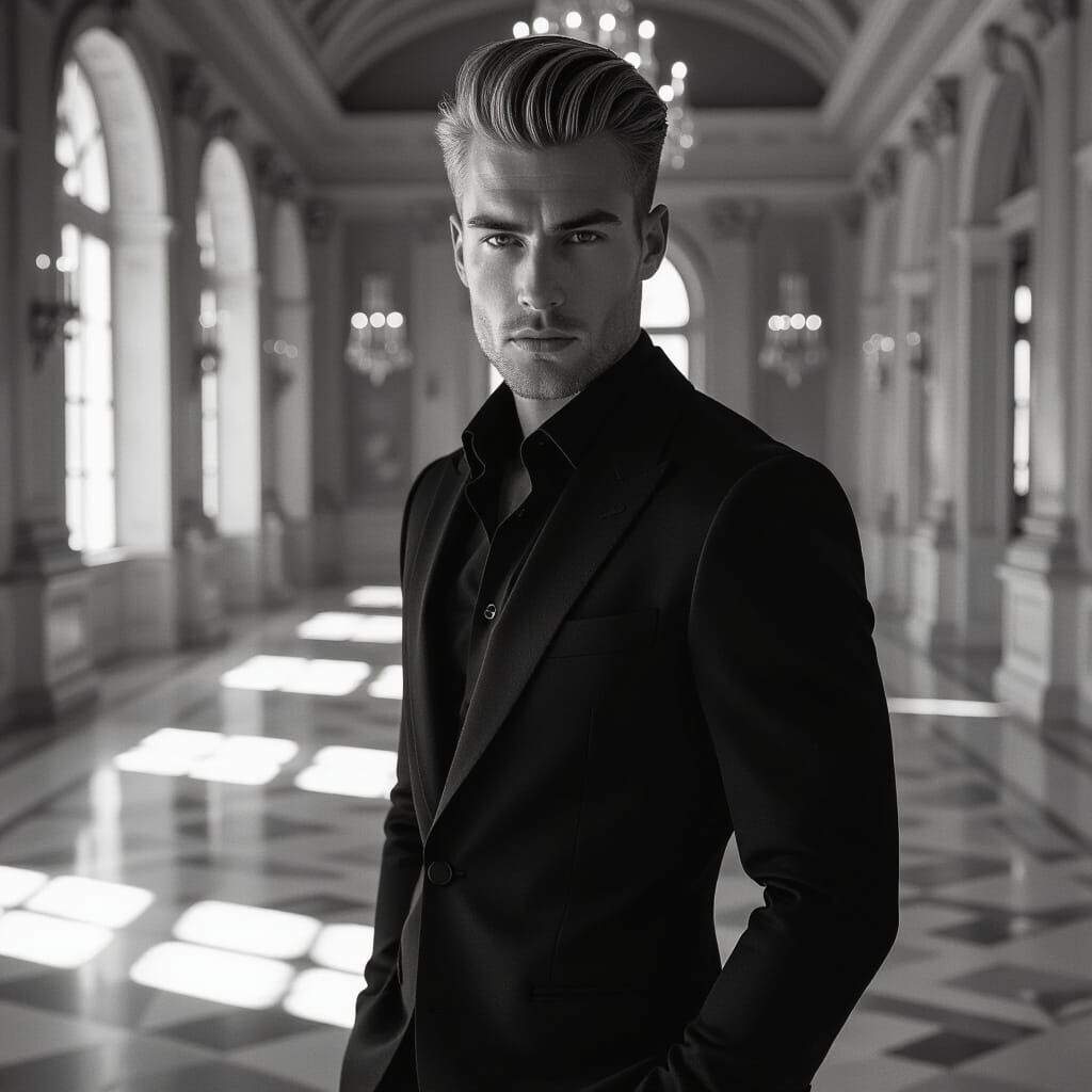 Elegant Man in Dramatic Light Portrait