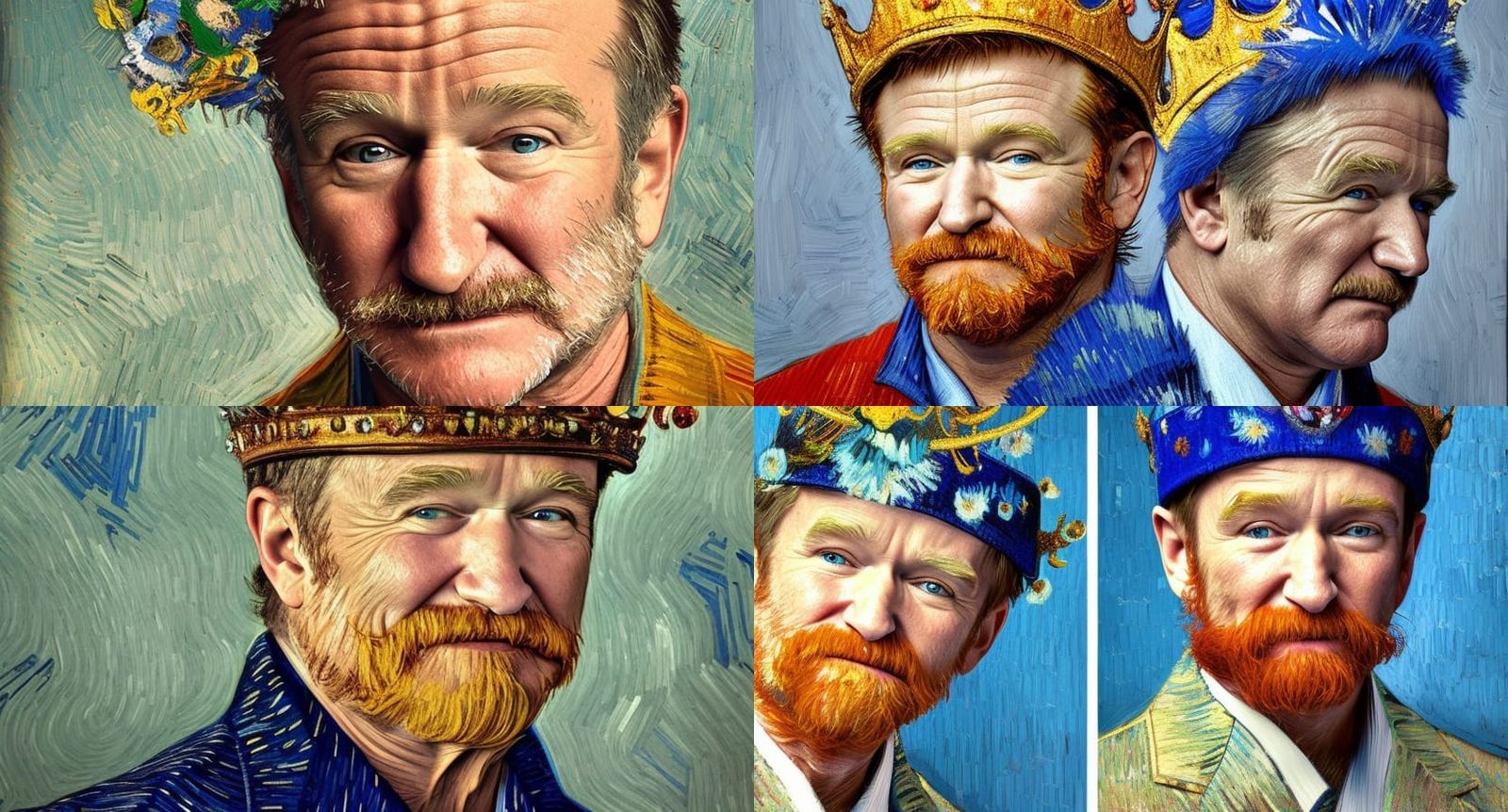 Robin Williams as King: Hyperdetailed Oil Painting Portrait