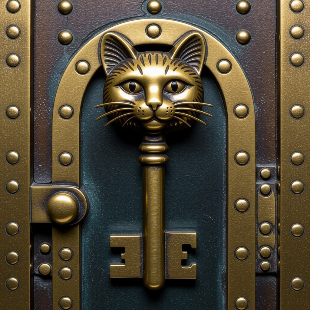 Brass Cat Key Opens Magic Doorway