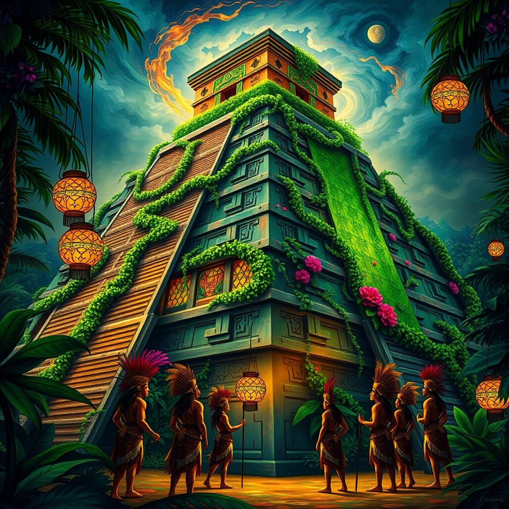 Majestic Mesoamerican Pyramid in Vibrant Jungle