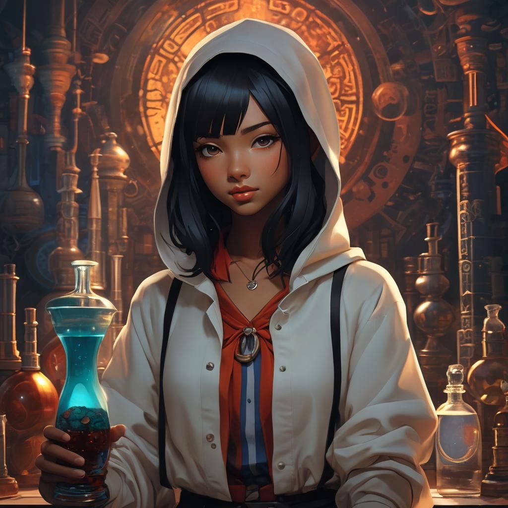 Kalashtar Alchemist Portrait in Acrylic Painting Style