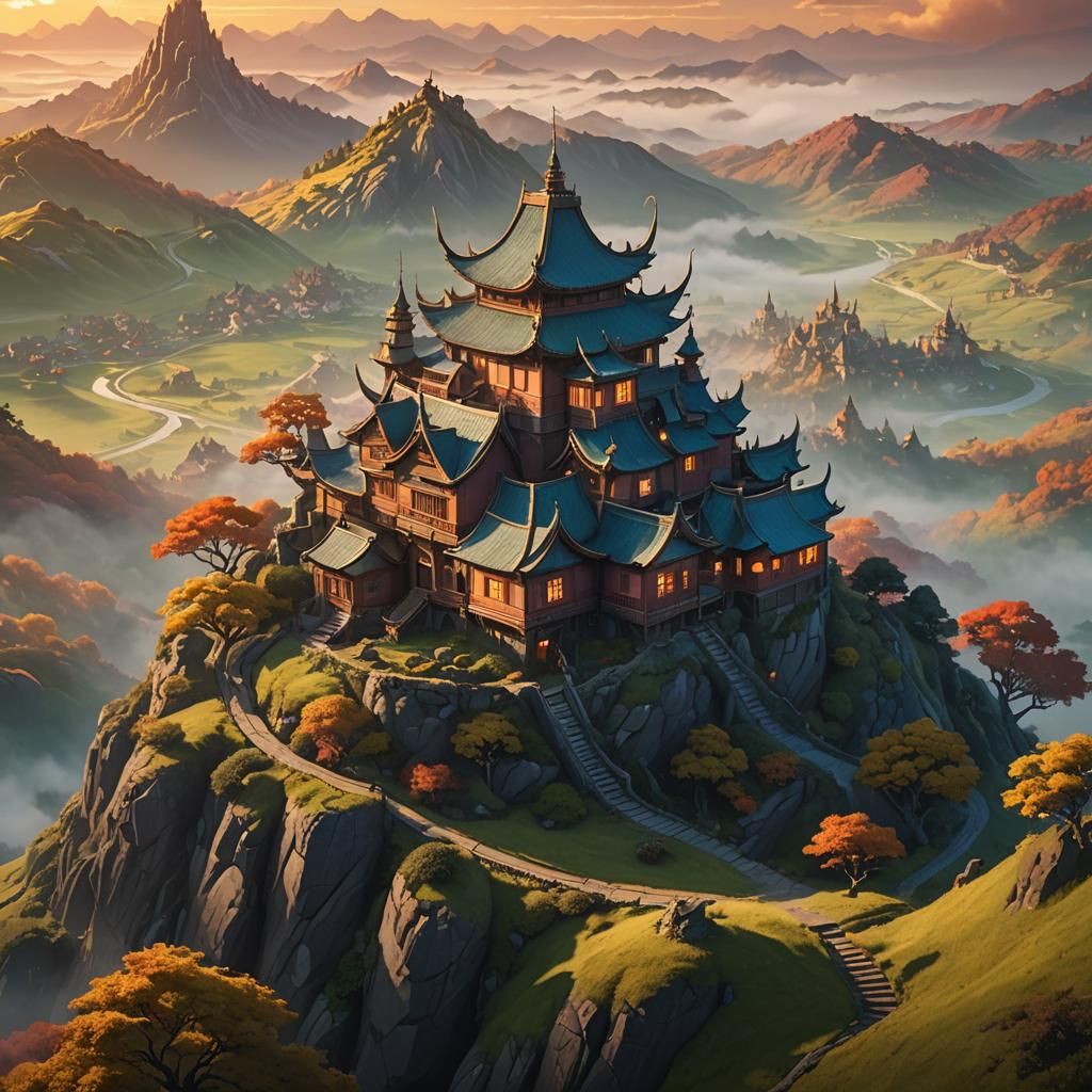 Dragon House Inspired by Miyazaki: Digital Matte Painting