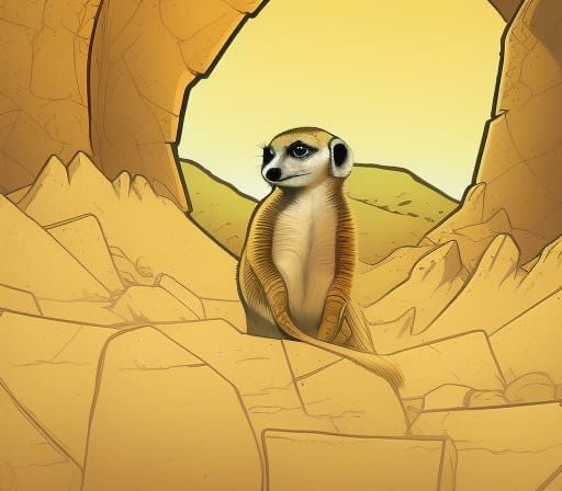 Playful Meerkats in Comic Book Style