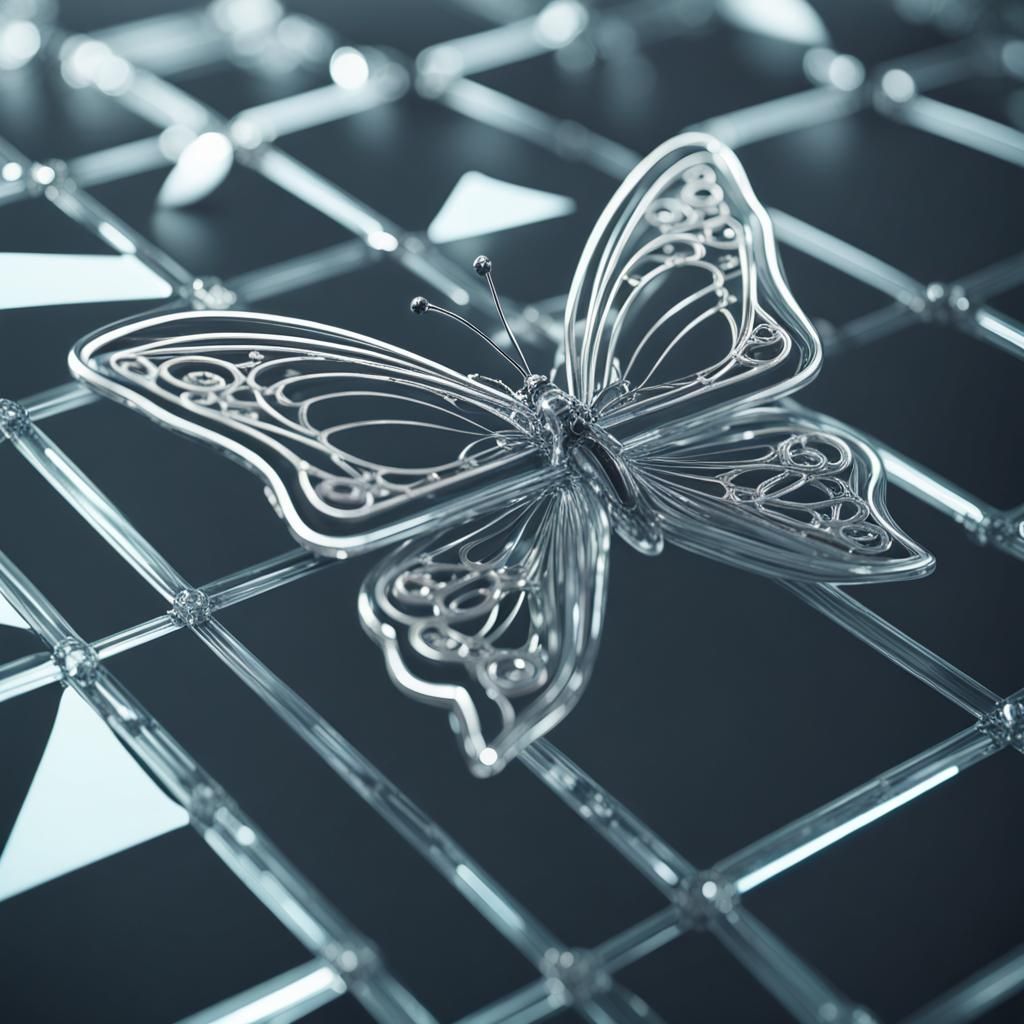 Monochrome Glass Butterfly in Art Nouveau Style