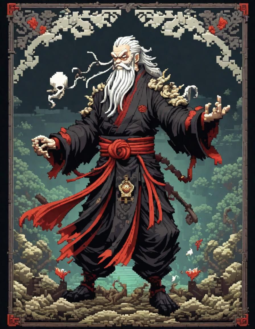 Victorian Cat Punk Kung Fu Master Pixel Art