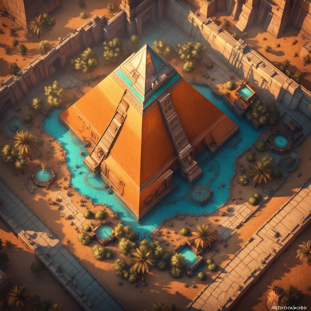 Aerial Pyramid: Hyperdetailed Concept Art