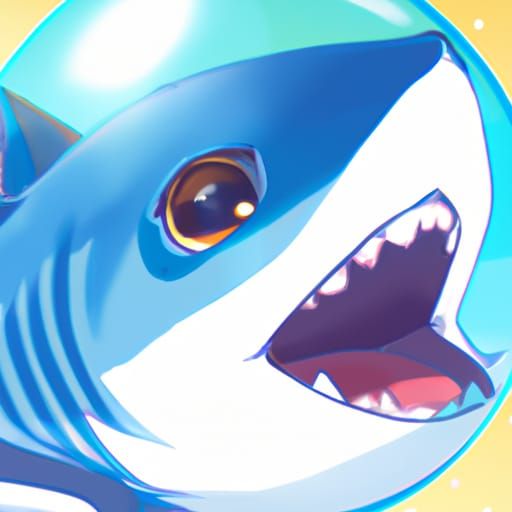 Cute Chubby Happy Shark in Anime Style