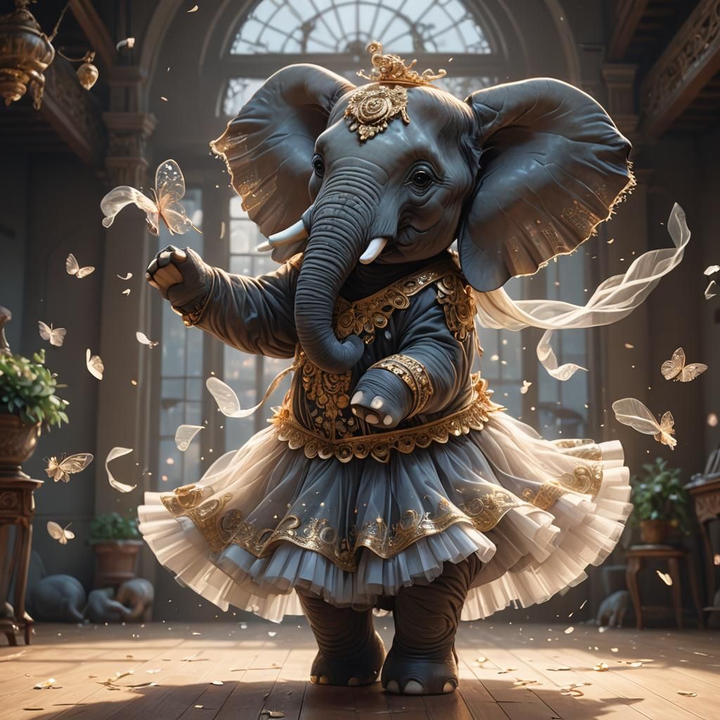 Elephant in Tulle Tutu: 3D Anime Art