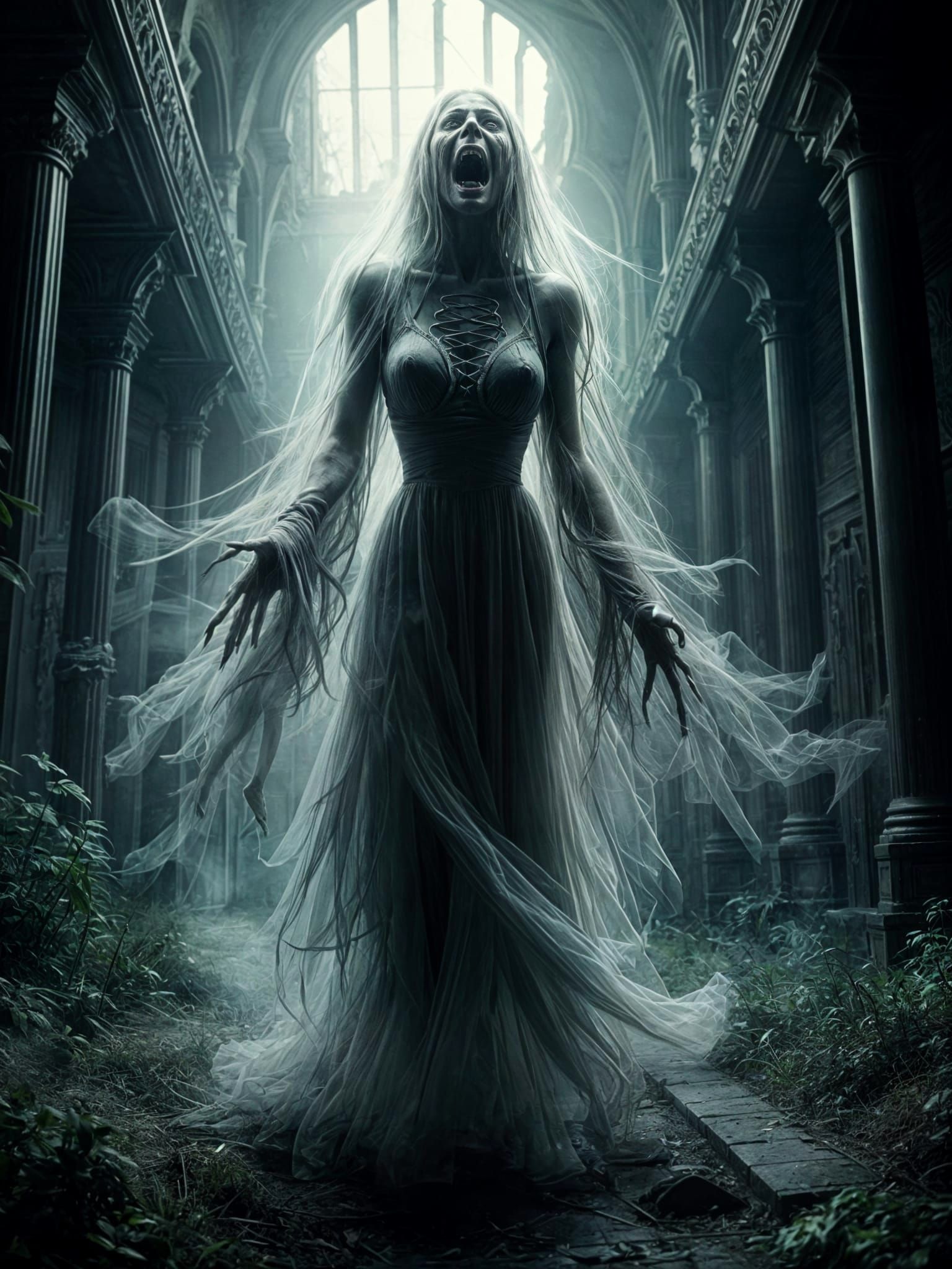 Terrifying Banshee Screaming in a Decaying Mansion