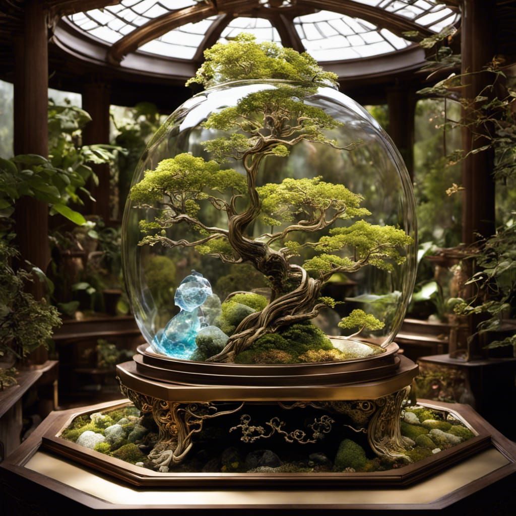 Ethereal Glass Bonsai with Zen Garden