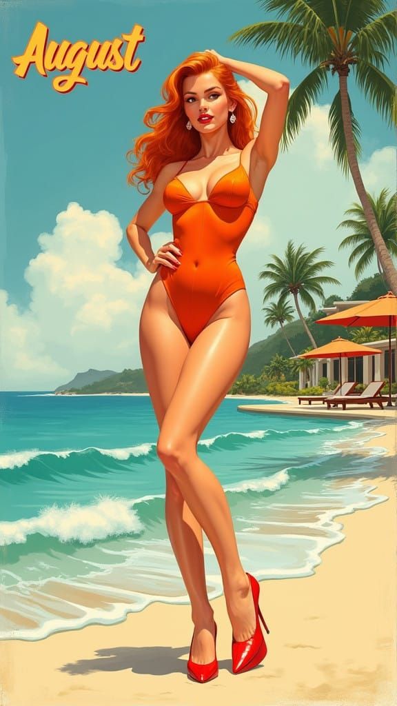 Sultry Pin-Up Beauty in 50s Retro Style