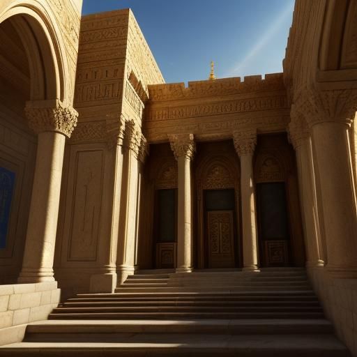 Jewish Temple of King Solomon in Sunlight: Oil Painting