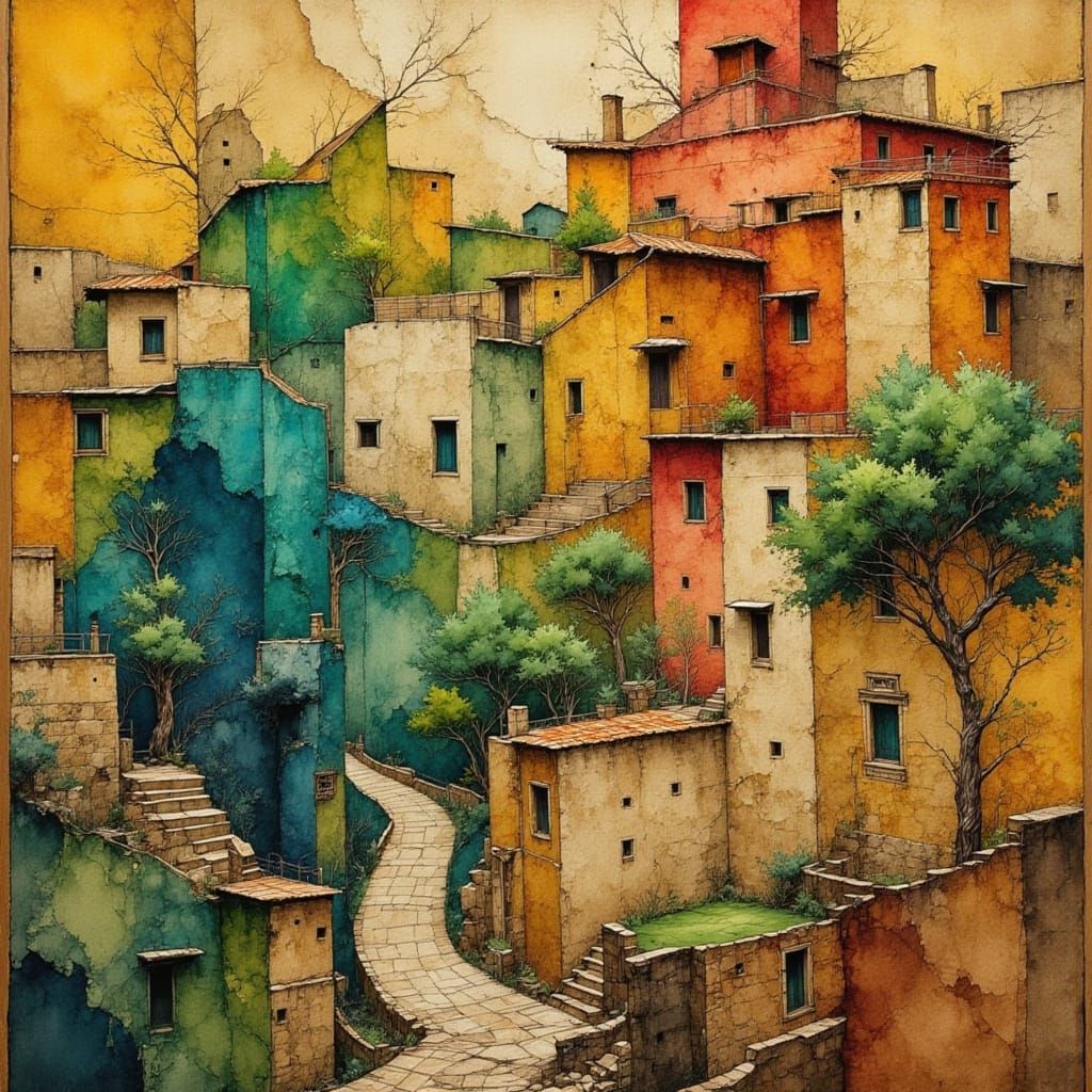 Surreal Dreamscape with Flowing Figures