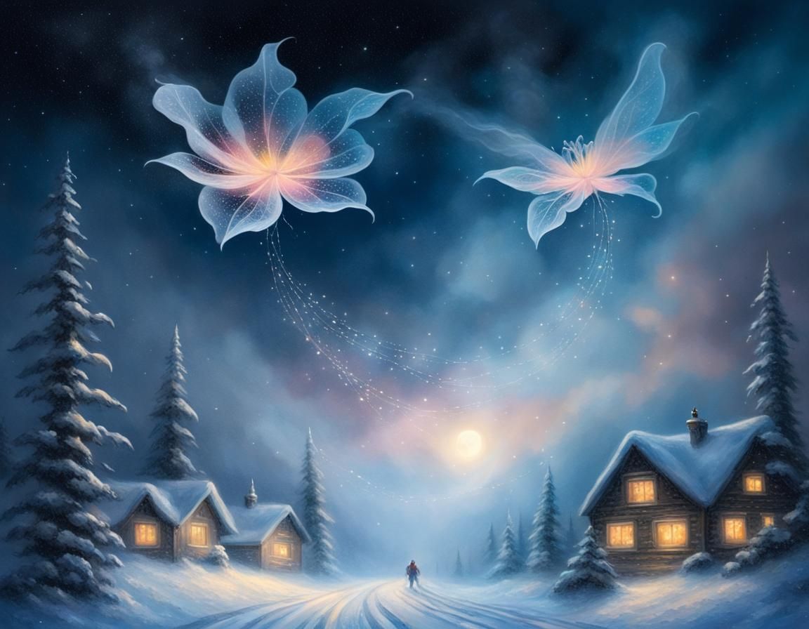 Magical Flower Flies to Lapland: Ethereal Fantasy