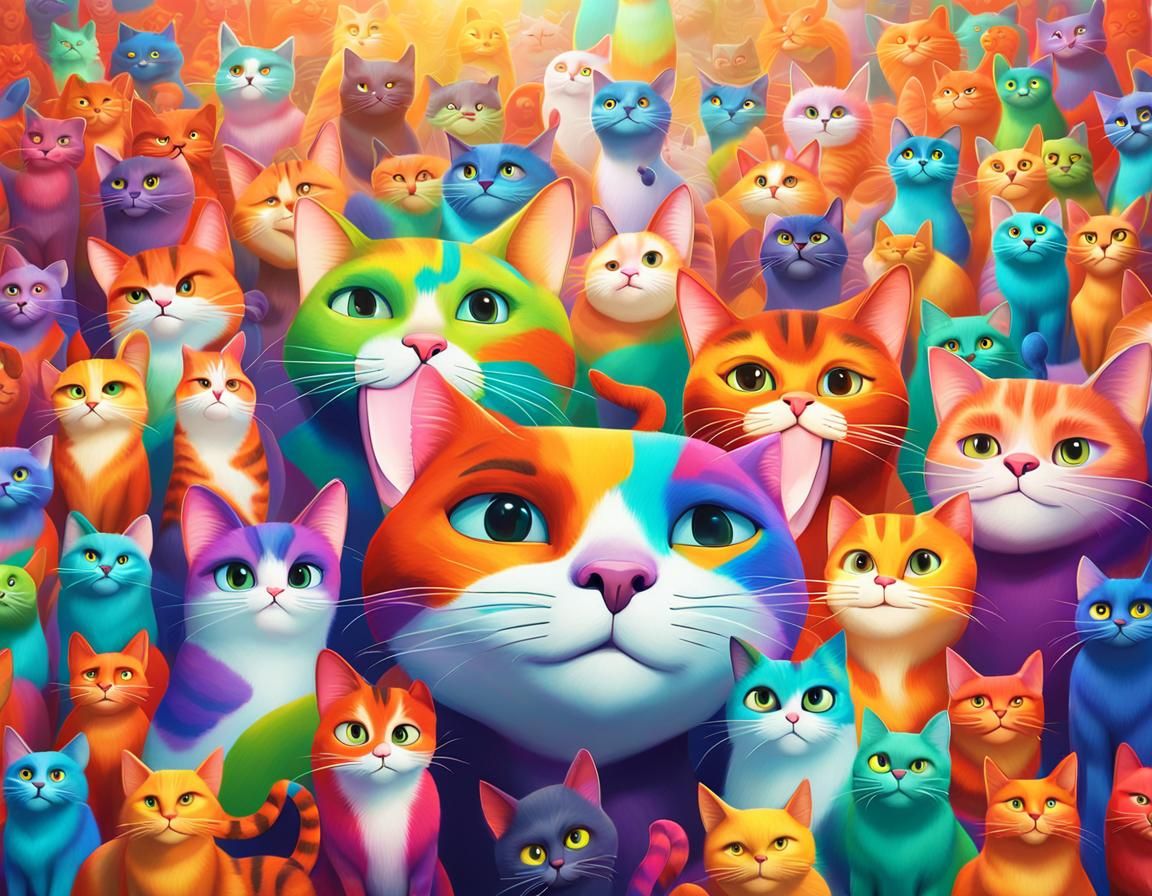 Cats Painting Mural: 3D Digital Art