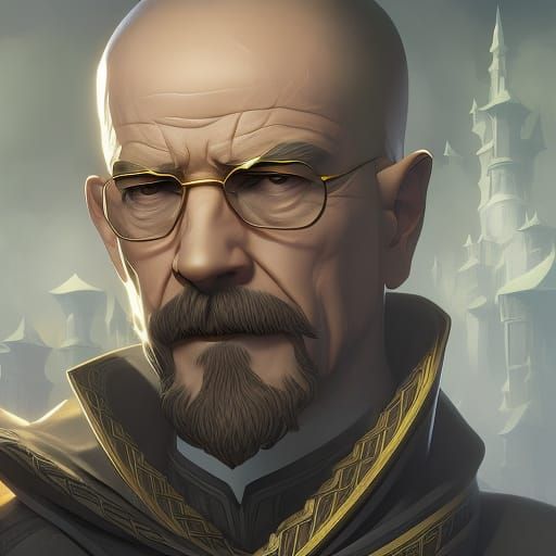 Walter White as Crystal Wizard, Hyperdetailed Portrait