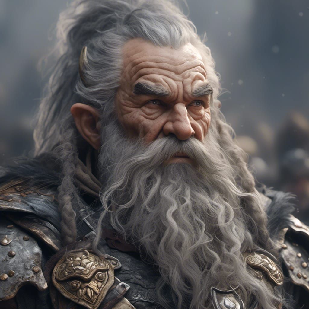 Fierce Old Dwarf Warrior in Hyperrealistic Photo