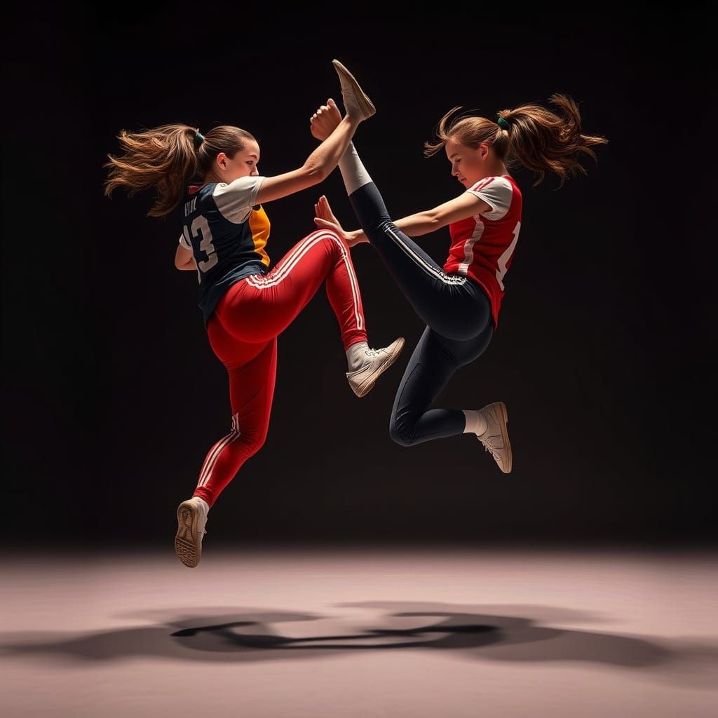 Dynamic Mid-Air Kick: An Energetic Scene