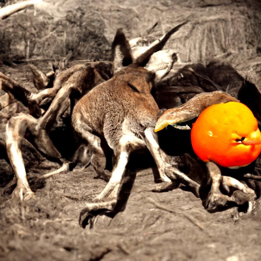 Surreal Kangaroo Nightmare with Oranges