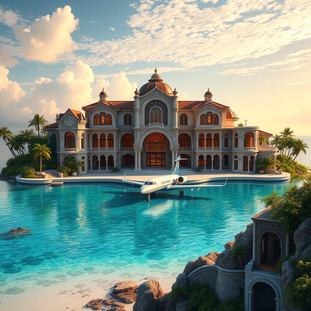 Luxury Futuristic Mansion on a Secluded Island Paradise