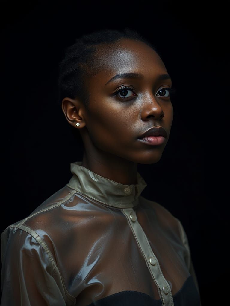 A Contemplative Black Woman in Minimalist Chic