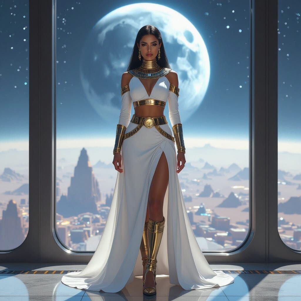 Modern Egyptian Priestess in Futuristic Style