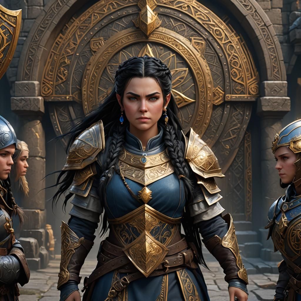 Female Dwarf Cleric with Shield, Fantasy Art