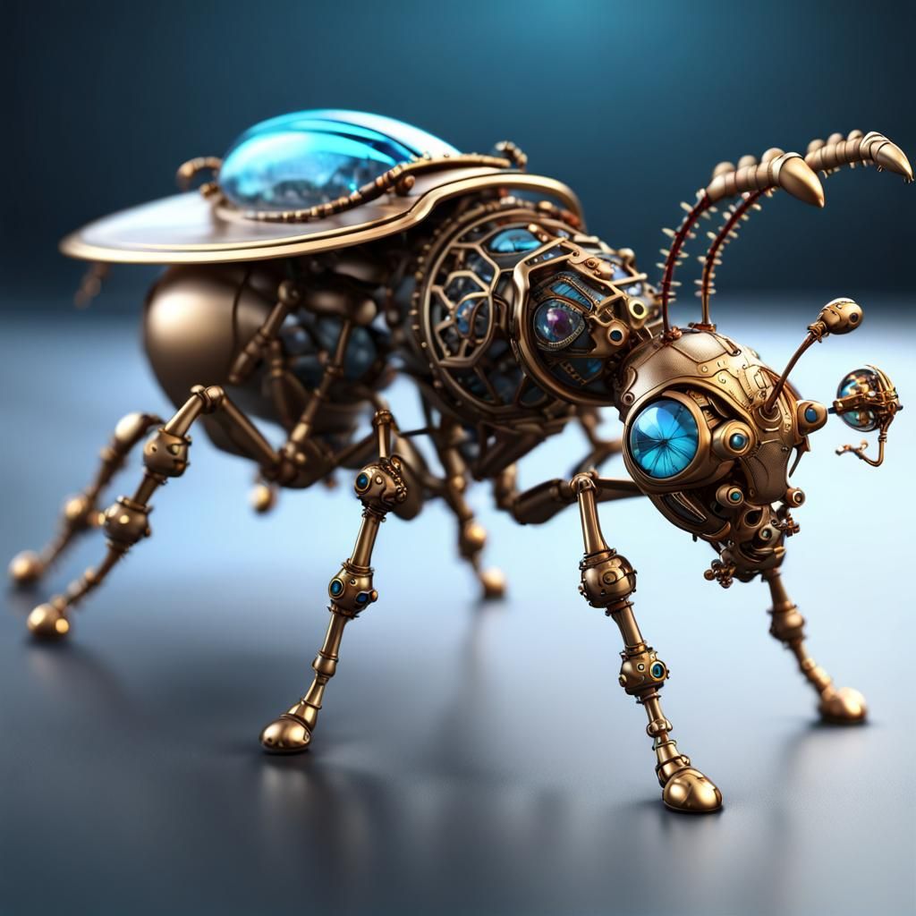Steampunk Ant Rider in Ornate 3D Render