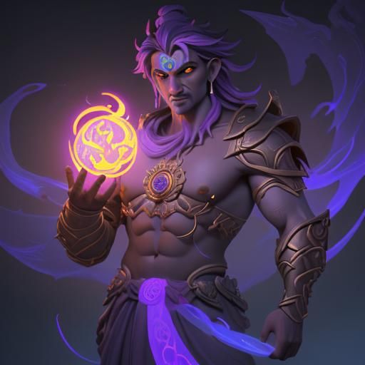 Indra, Hindu God of Storms, Dark Fantasy Art