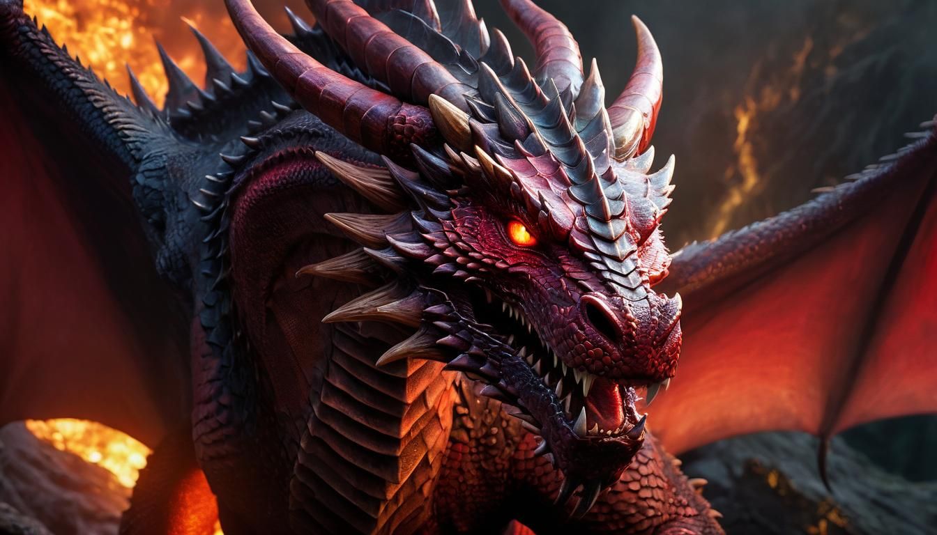 Menacing Red Dragon with Fiery Eyes
