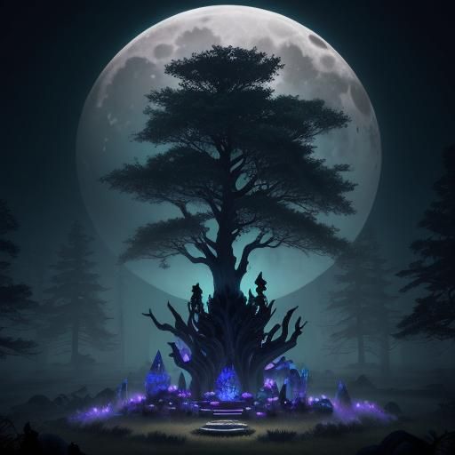 Pagan Coven Under Moonlight: A Dark Fantasy Scene