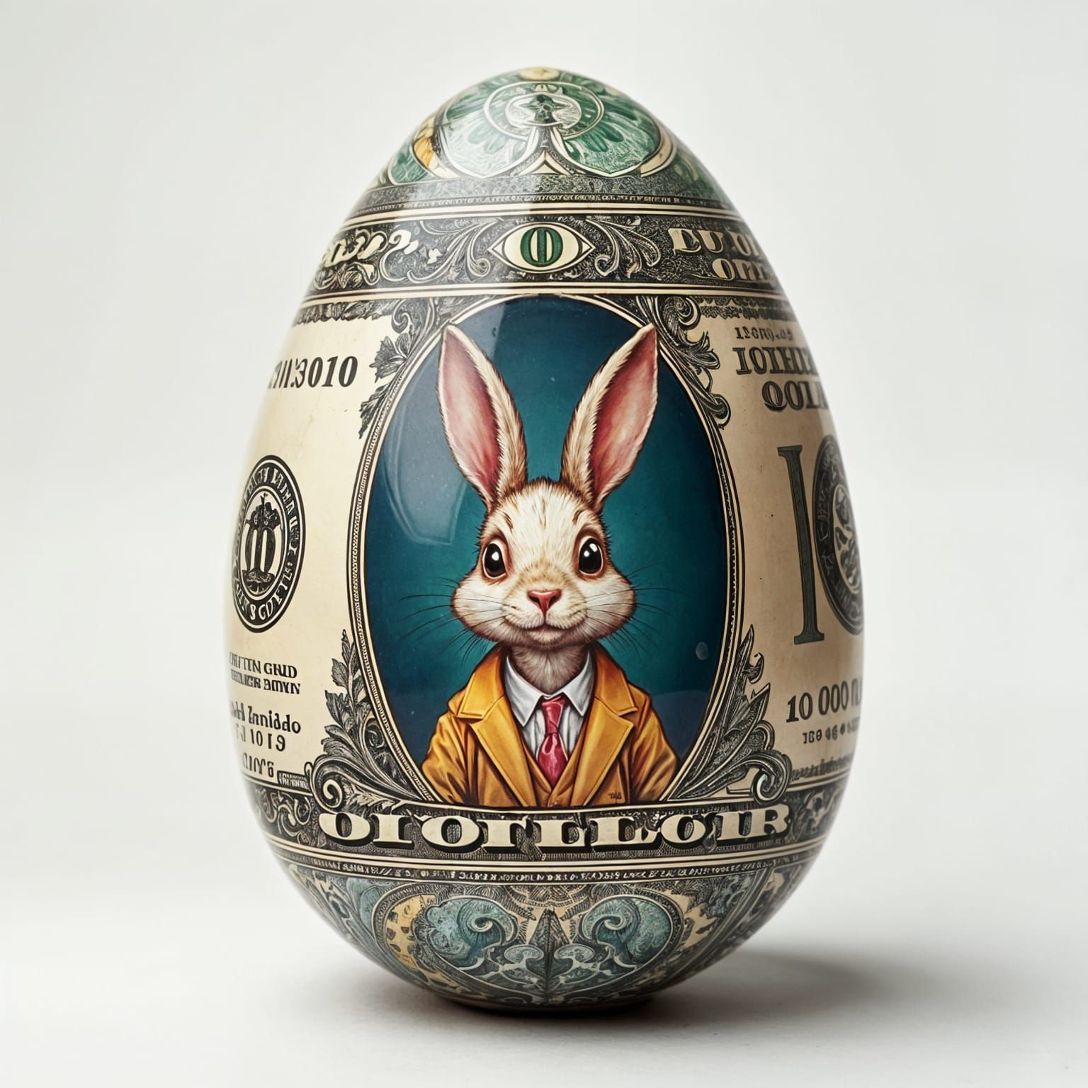 Easter egg painted like US 100 dollar bill