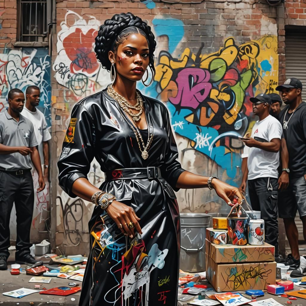 Black Female Mafia Don in Graffiti Street Art