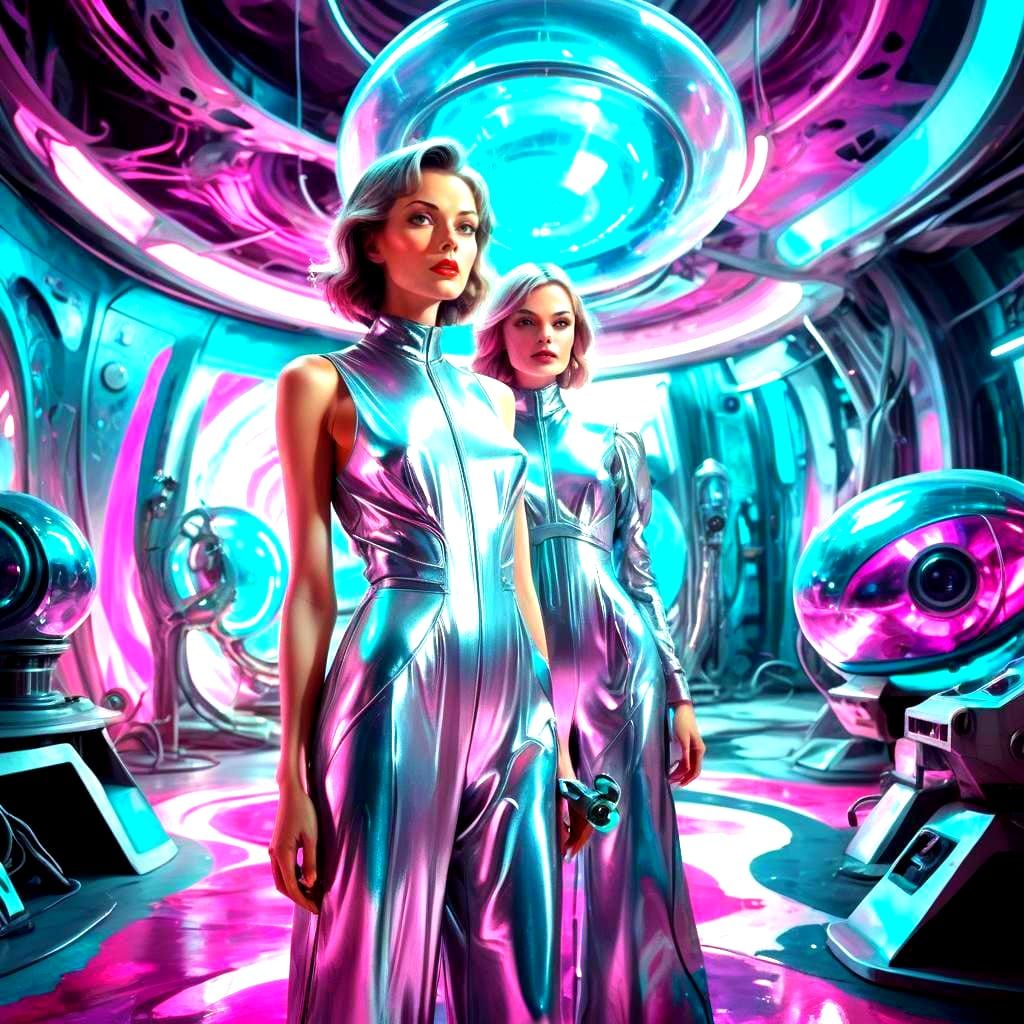 Retro Sci-Fi Pulp Cover: Woman in Alien Lab