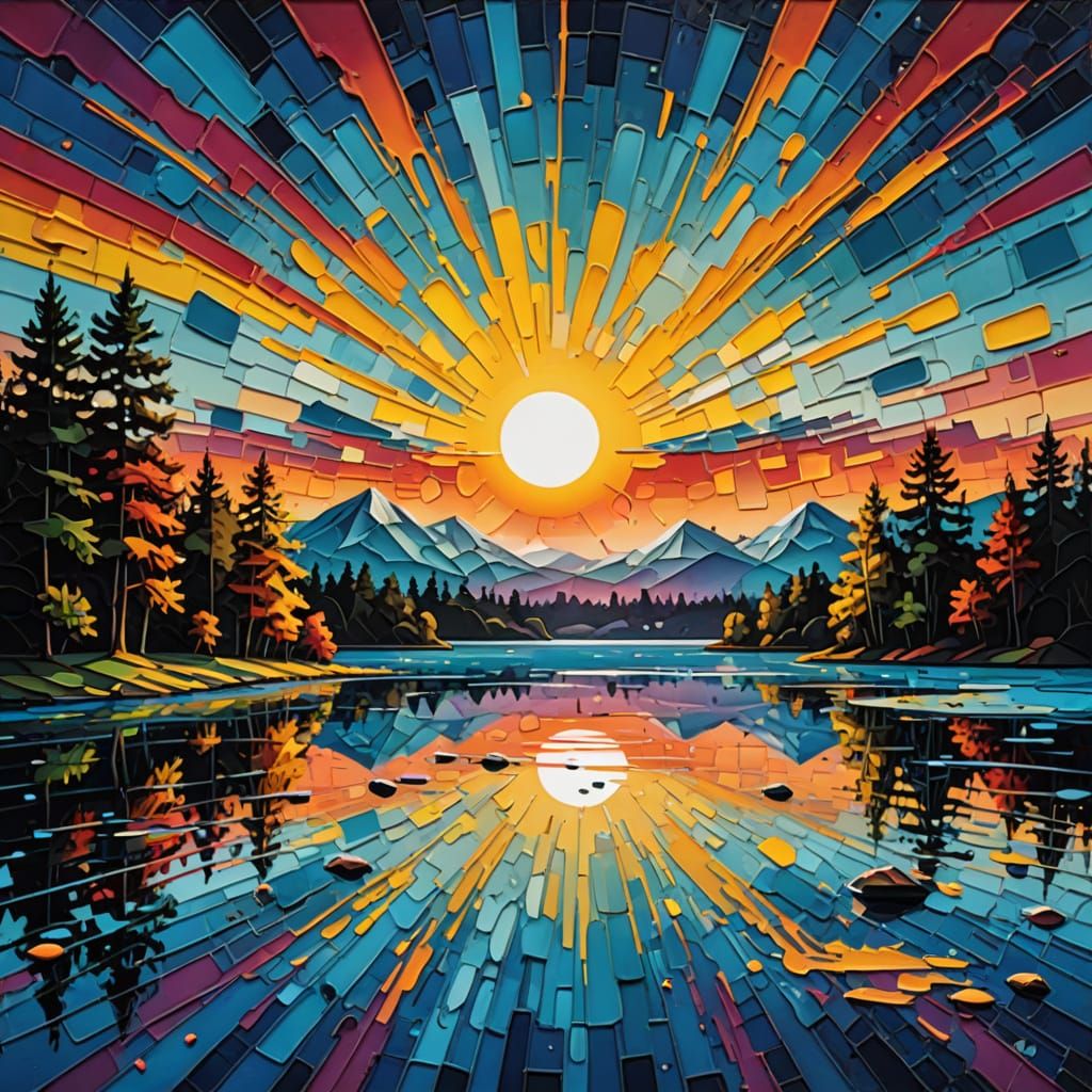 Sunrise Over Crystal Lake: Polychromatic Street Art