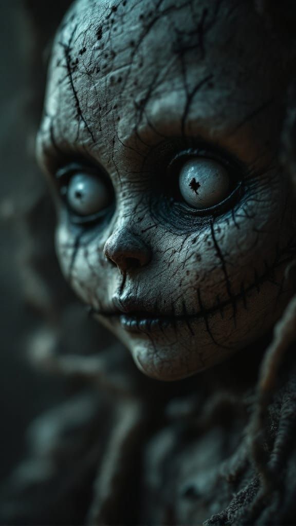 Intricate Voodoo Doll Portrait in Gritty Style