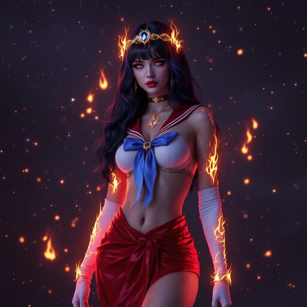 Seductive Sailor Mars in Gothic Glamour