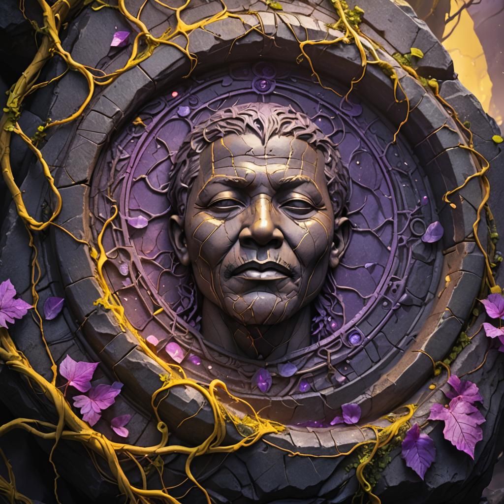 Mystical Mandela Stone Relic in Dark Fantasy Art