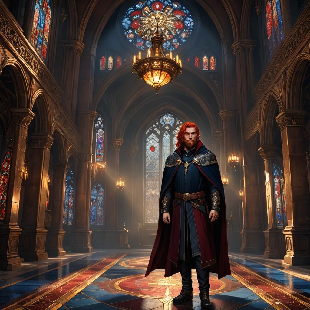 Noble in Grand Hallway: Fantasy Concept Art