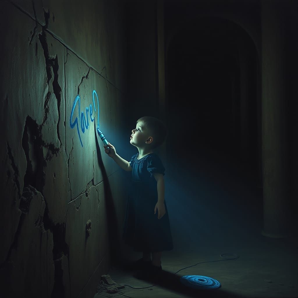 Eerie Childlike Scene in Gothic Horror Style