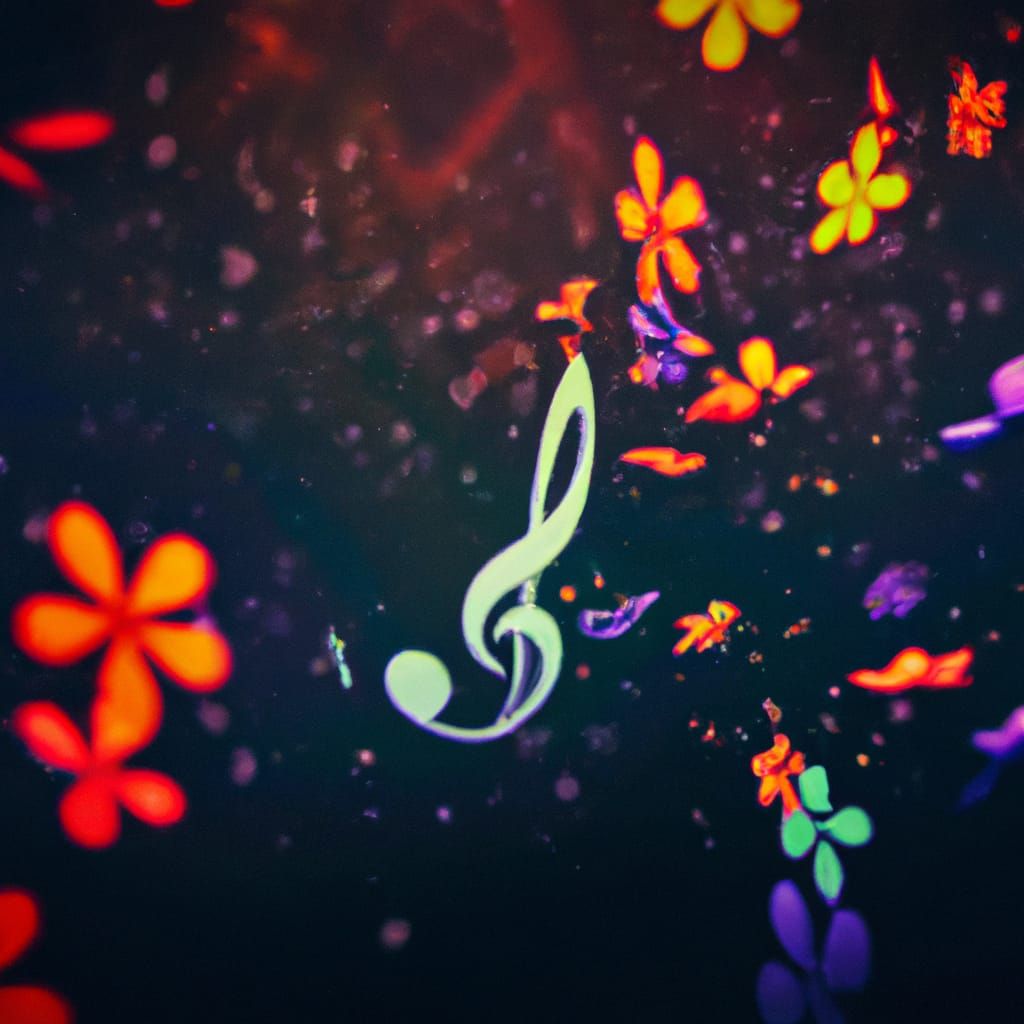 Music Notes with Rainbow Ornament: Cinematic Still