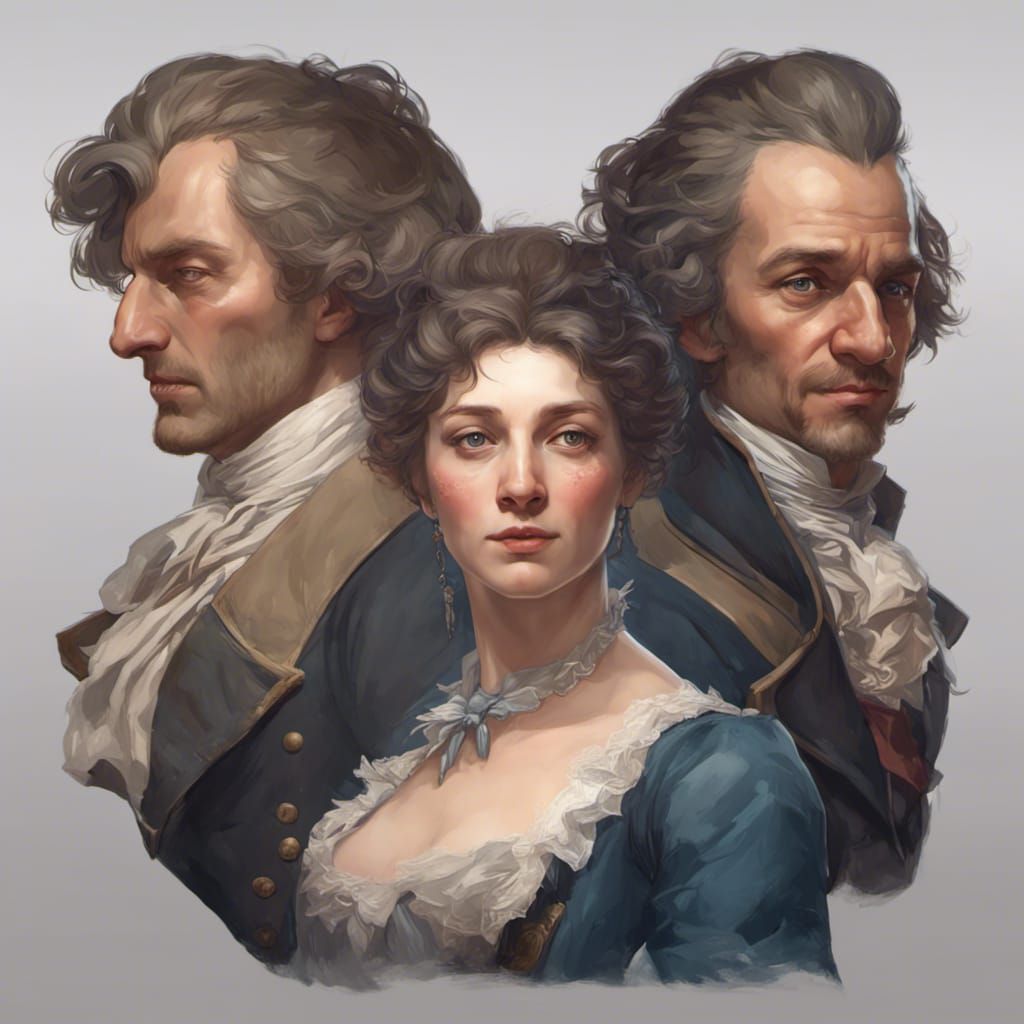 French Revolution Portrait in Art Nouveau Style