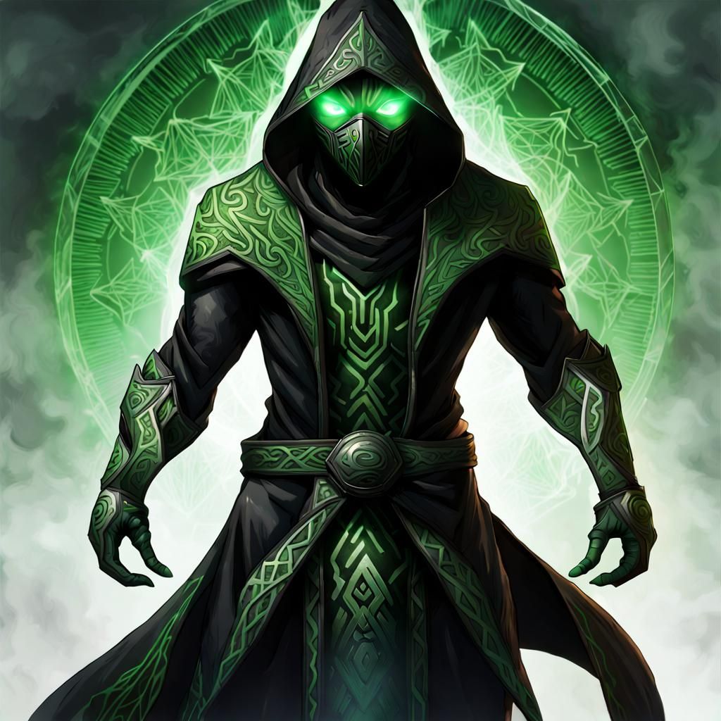 Hooded Warrior Ready for Action with Glowing Khopesh