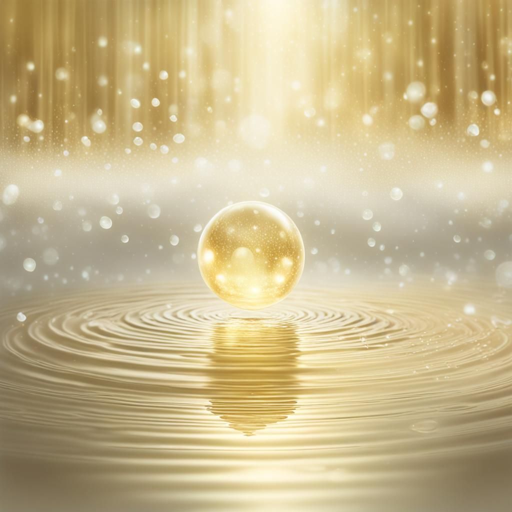 Shimmering Golden Pearl Descending Into Water