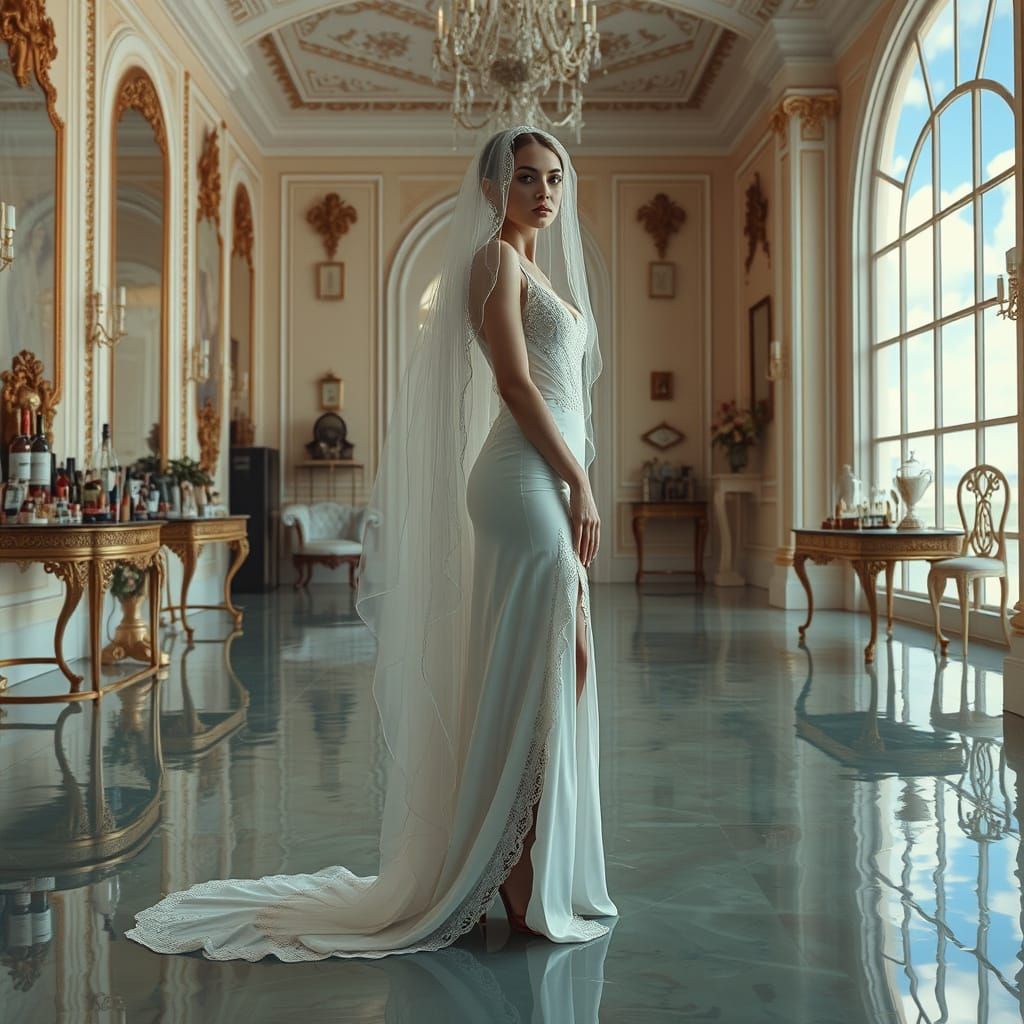Ethereal Bride in Luxurious Mansion