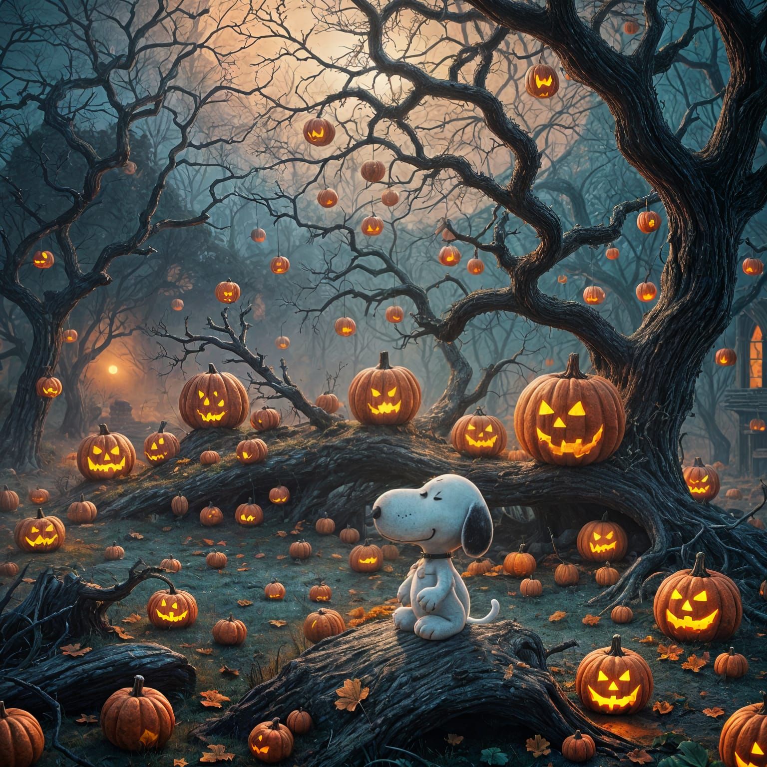 Spooky Snoopy Matte Painting in Deep Color