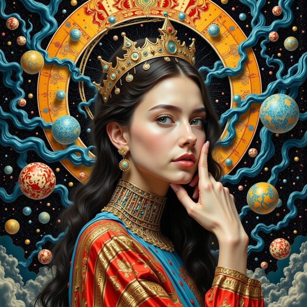 Ethereal Queen of Whimsy in Vibrant, Dreamlike Splendor