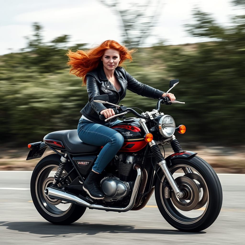 perfect woman 'redhead' 'freckles' 'riding fast' 'hair blowing in the wind' 'motorbike' 'wind-blowing hair' 'bbw'